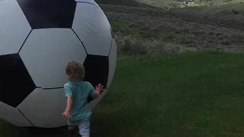 Collab copyright protection - dad giant soccer ball boy wipeout