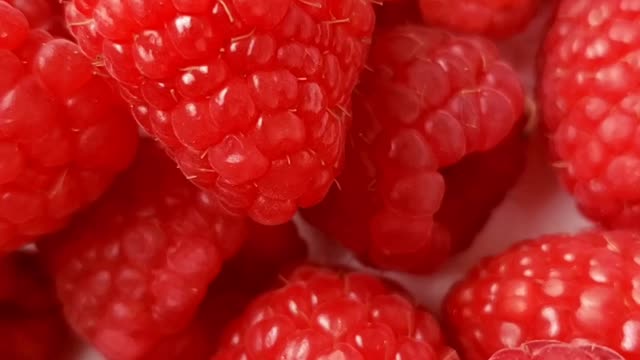 Red Raspberries. Close views of Raspberries.