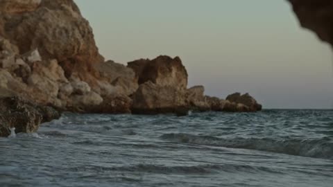 Sea Waves Crashing The Cliff Coast