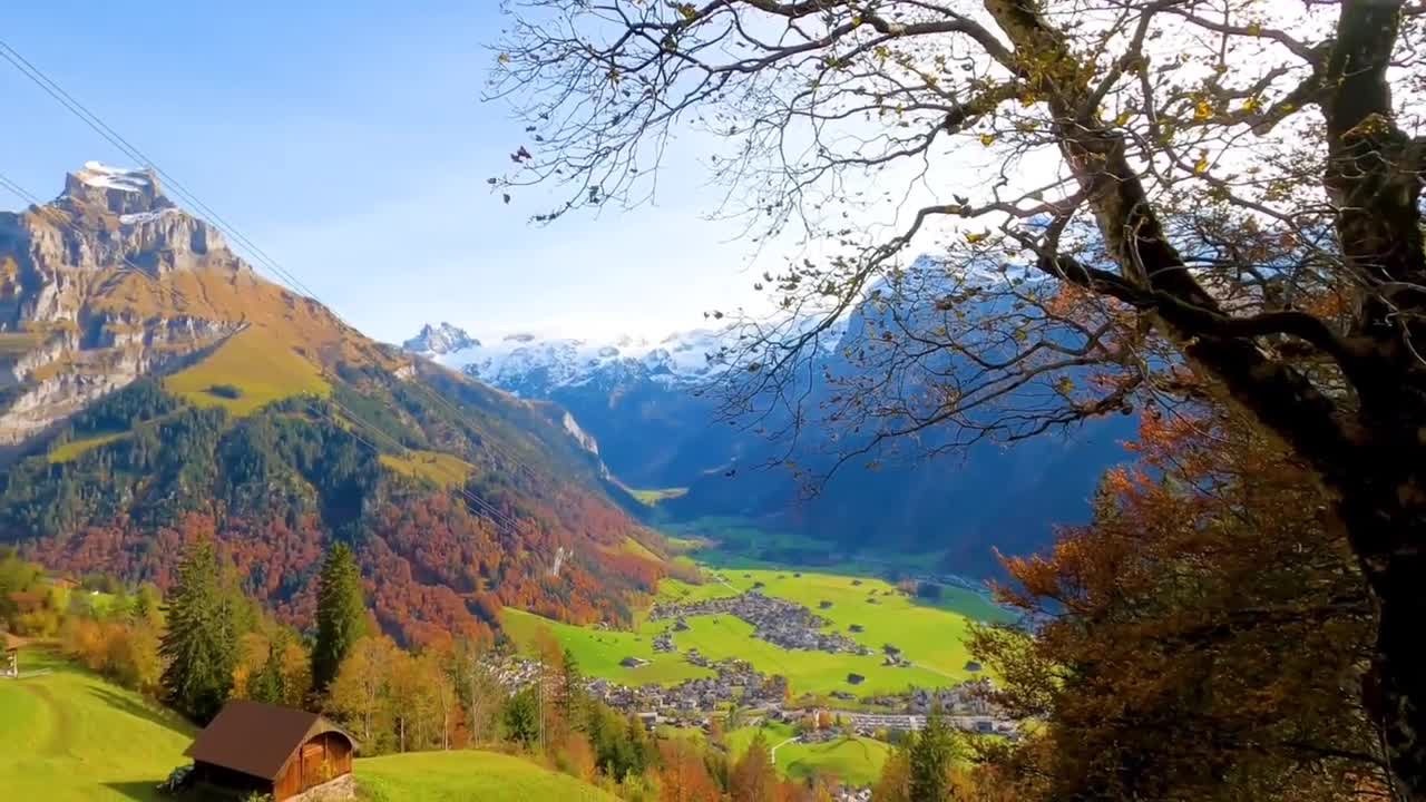 Relaxing Music Along With Beautiful Nature Video - Flaying Over Switzerland (4k UHD),