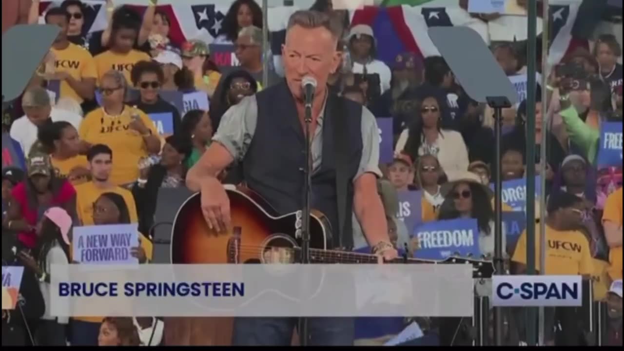 Bruce Springsteen goes on tirade against Trump during a Kamala Harris rally.