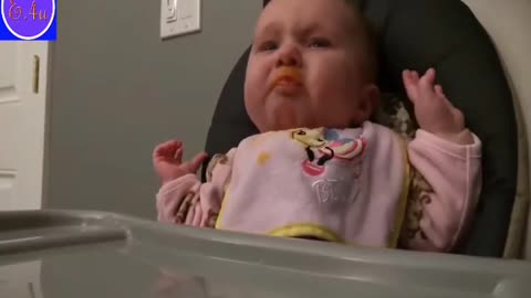 Cute baby funny reaction while eating😍