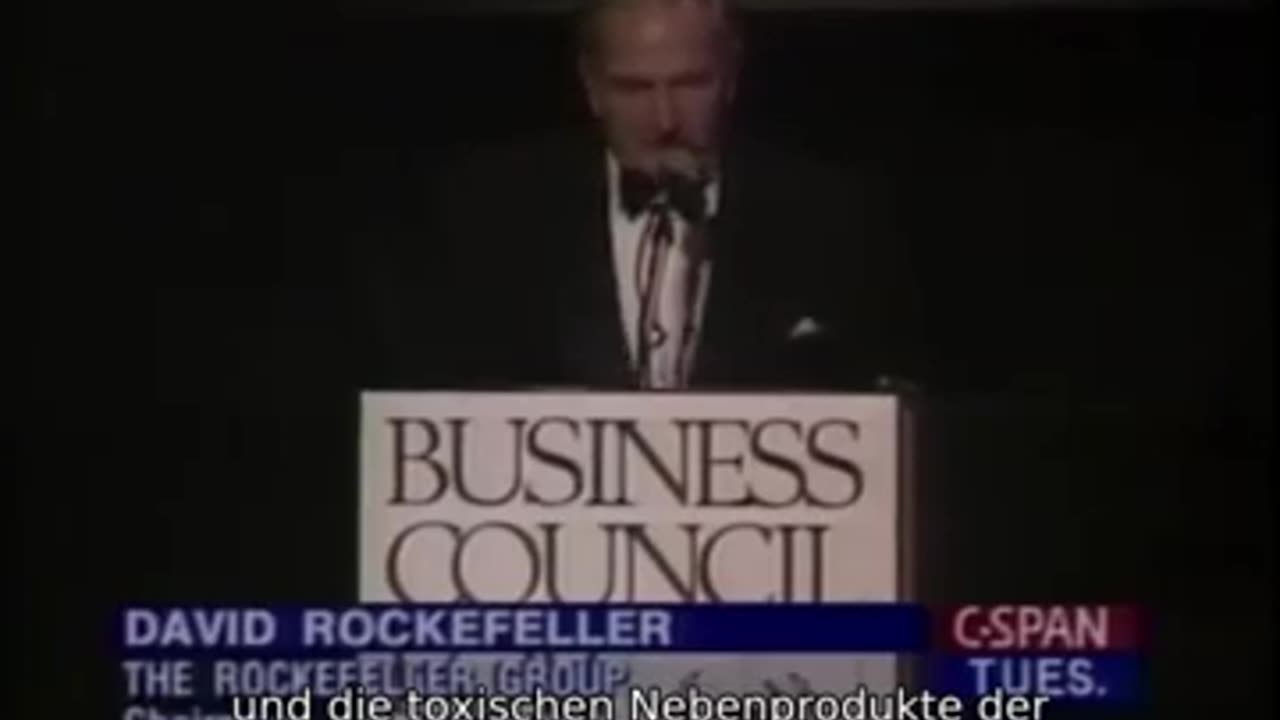 1994's UN Ambassador's diner: David Rockefeller campaigning for the depopulation of the earth
