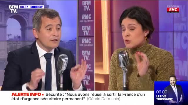 Je vous demande pardon ?" l’échange très tendu entre Gérald Darmanin et Apolline de Malherbe