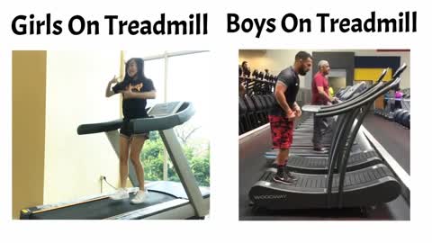girls vs boys on treadmill