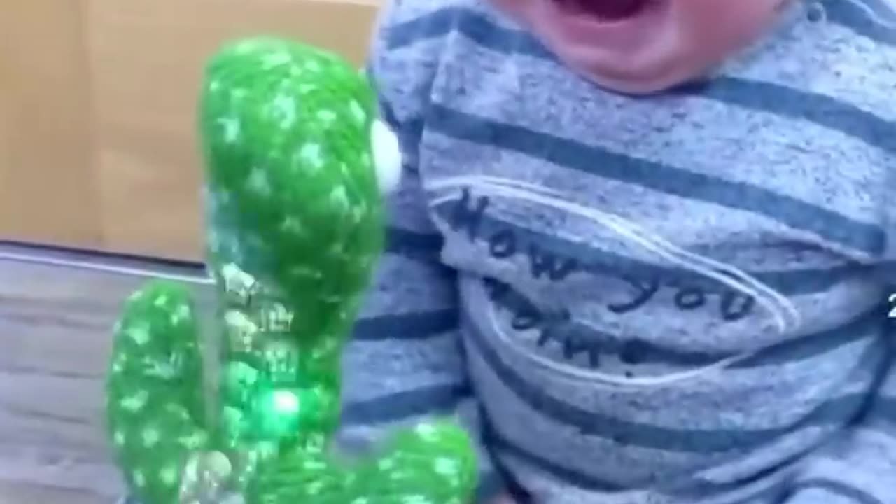 Cute babies playing dancing cactus