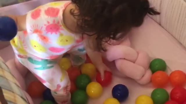 Milas crib is a ball pit