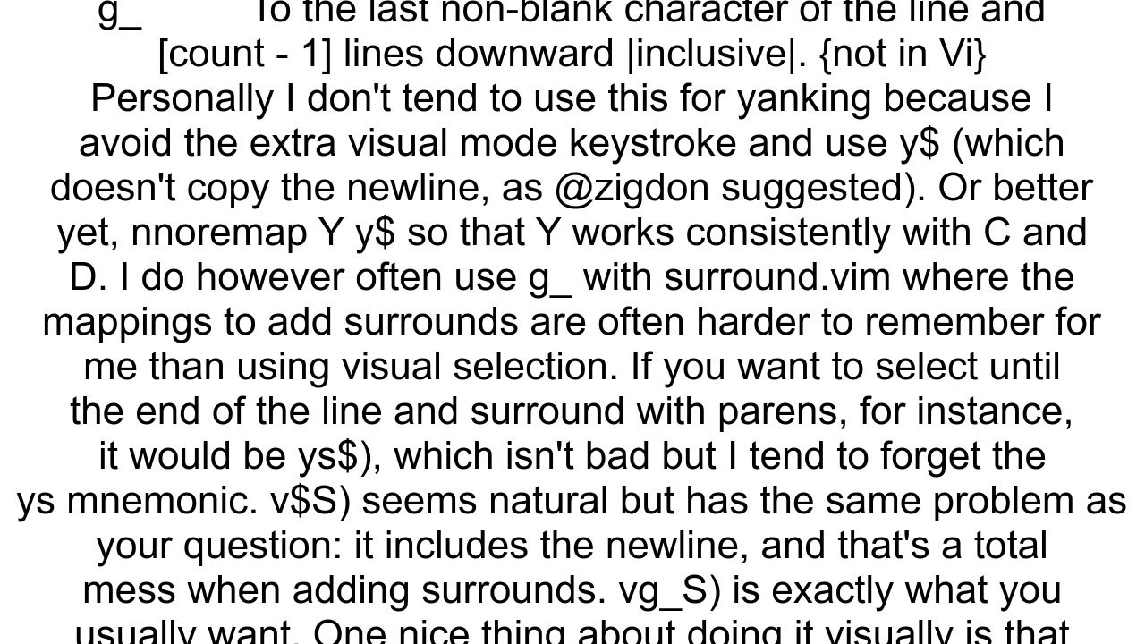 Is there a way to get vy to not copy the newline character in Vim on Mac and Linux