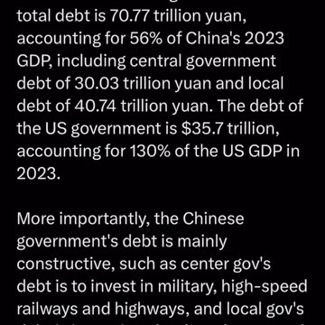 Ministry of Finance of China has announced that - total debt is 70.77 trillion yuan