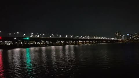 The lonely night view of the Han river in Seoul