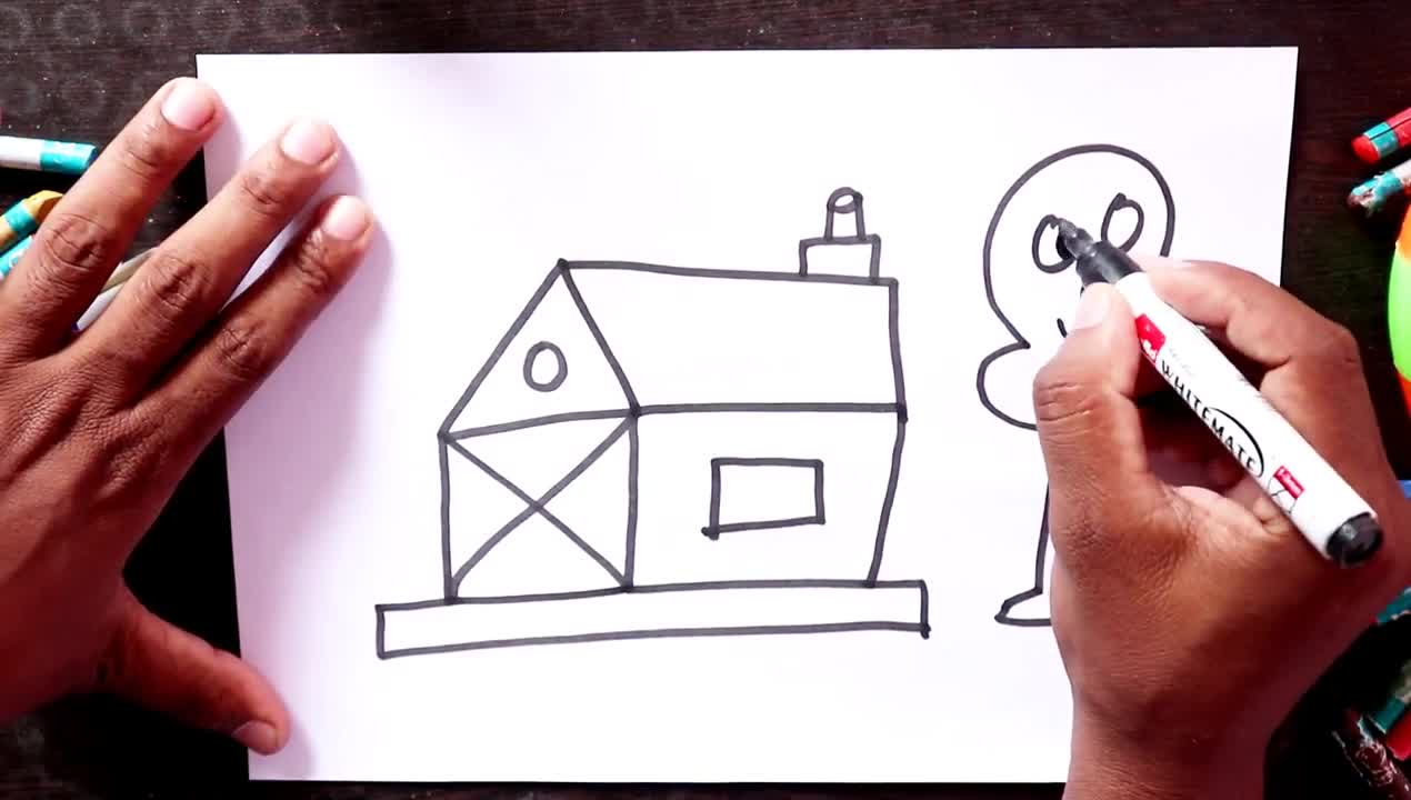 How To Draw House Very Simple Idia : Step by Step