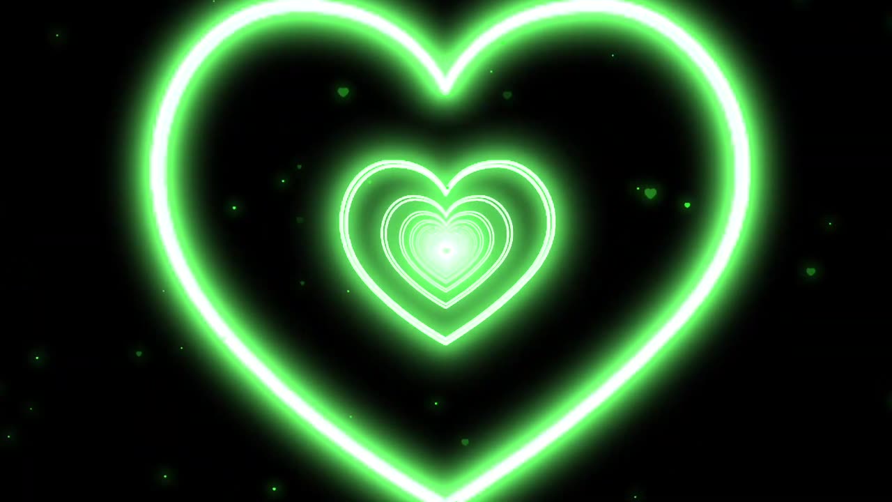 107. Heart Tunnel💚GreenHeart Background Neon Heart Background Video