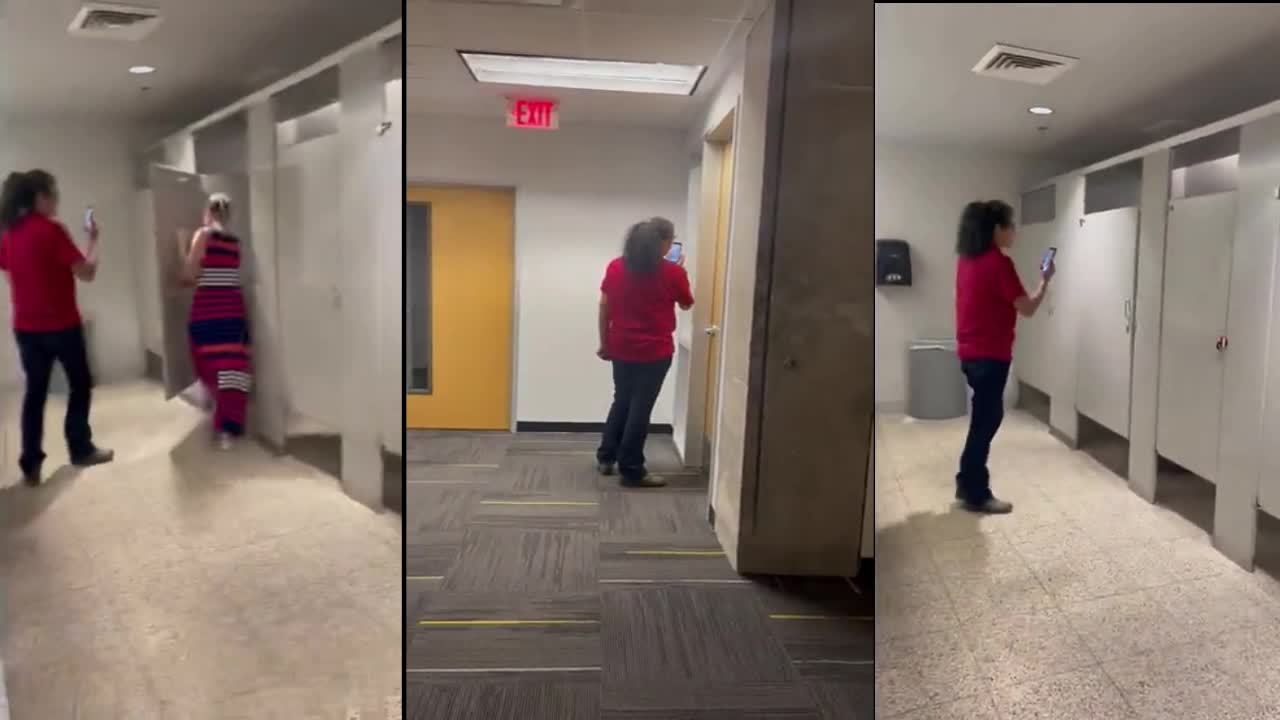 Progressive activists harass Senator Sinema in the bathroom at Arizona State University.