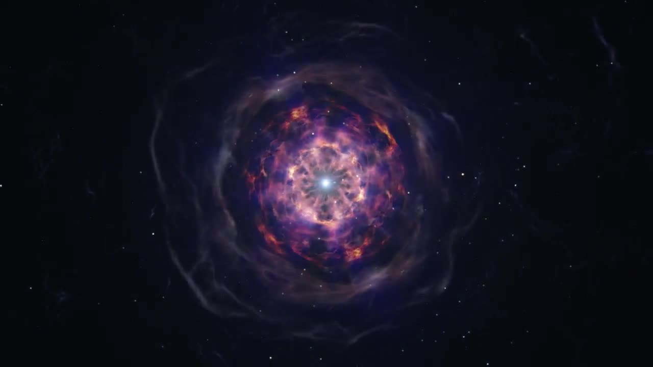 Neutron star merger animation ending with kilonova explosion