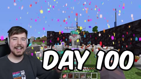 Mr. beast Survives 100 Days in Minecraft Harfcore