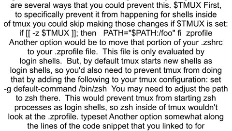 How to prevent Tmux from filling up the global PATH variable with duplicated paths