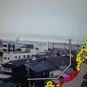 Tsunami waves begin to hit the west coast of Japan