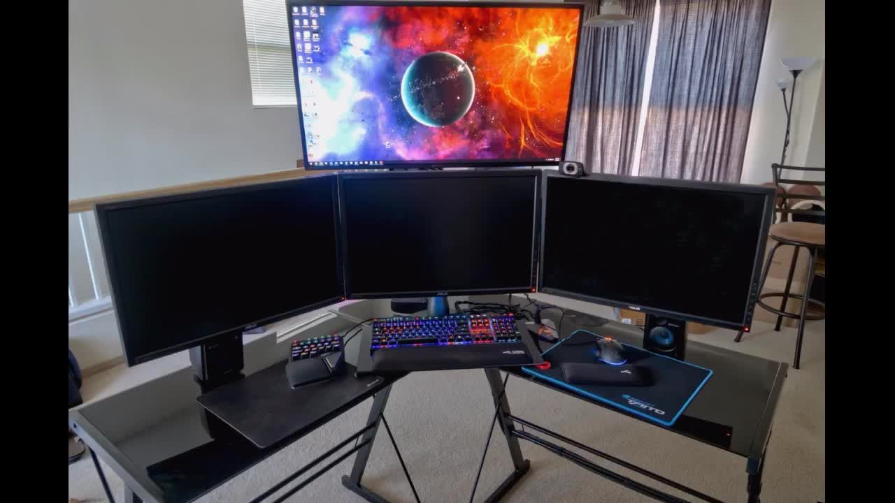 Review: Walker Edison Ellis Modern Glass Top L Shaped Corner Gaming Desk with Computer Keyboard...