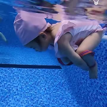 Skilled little girl unties her hands and feet under water!