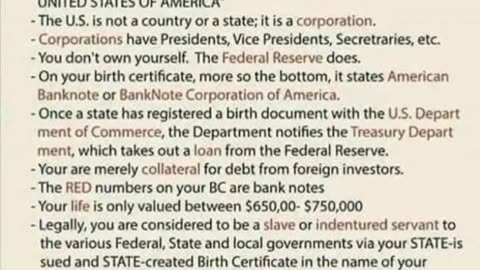 United States Is A Corporation Not A Country Nor Not A State.