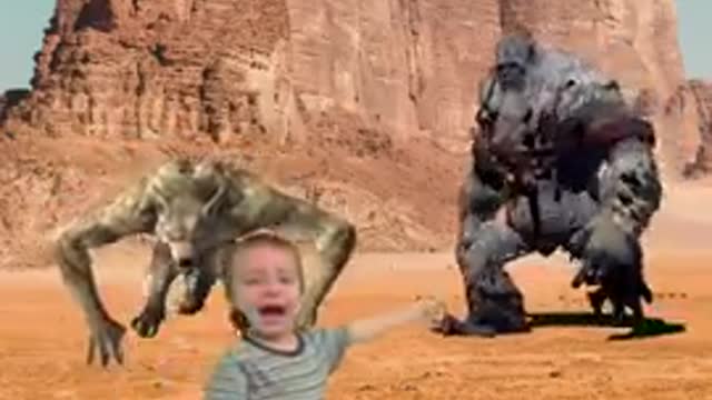 monster yeti & wolf attacks small child new trend vfx short video - #monsteryeti #monsterwolf