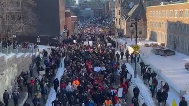 Thousands protest covid-tyranny in Montreal, Canada