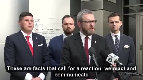 Polish MPs Speak Outside Australian Embassy, Denounce Totalitarian COVID Policies