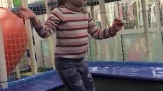 slow jumping on the trampoline