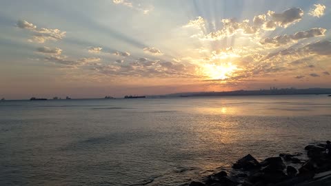 Natural view of sunrise at sea