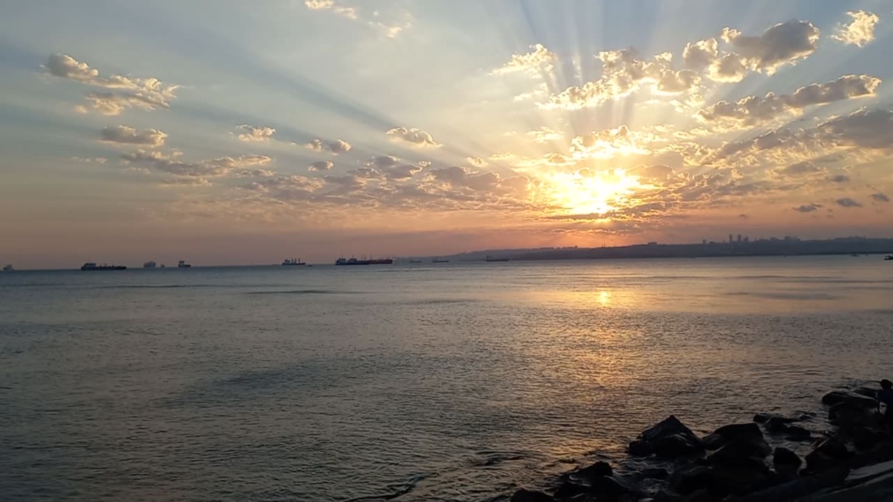 Natural view of sunrise at sea