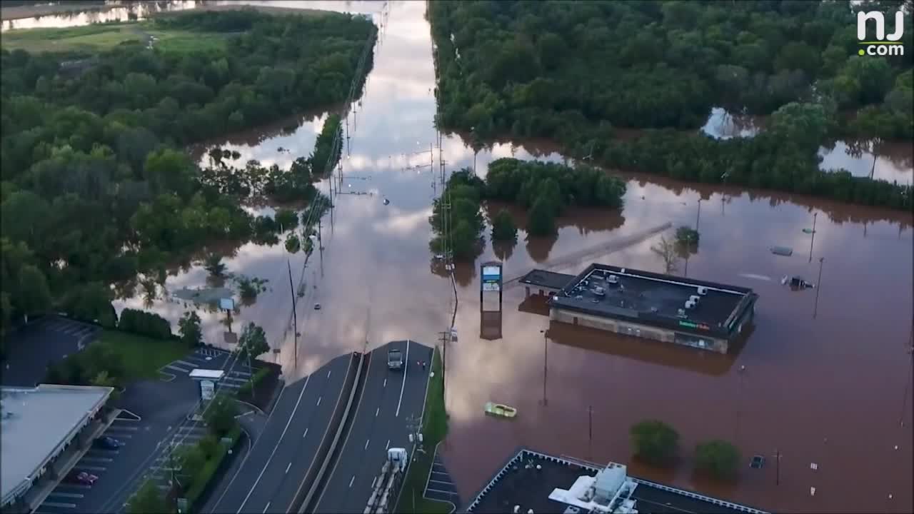 Drone Footage Hurricane Ida Flooding In Somerville And Raritan