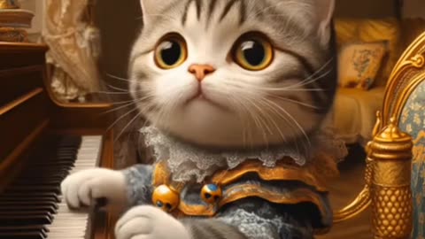 Piano Cat: A Charming Feline in a Luxurious Music Room