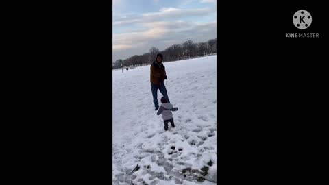 Very nice child with the snow at Lincoln Park NJ America