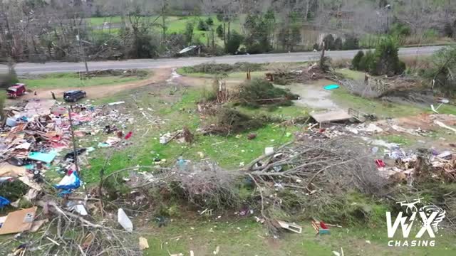 Ohatchee, Al Deadly tornado, Calhoun County, aerial aftermath from 3-25-2021 tornado outbreak