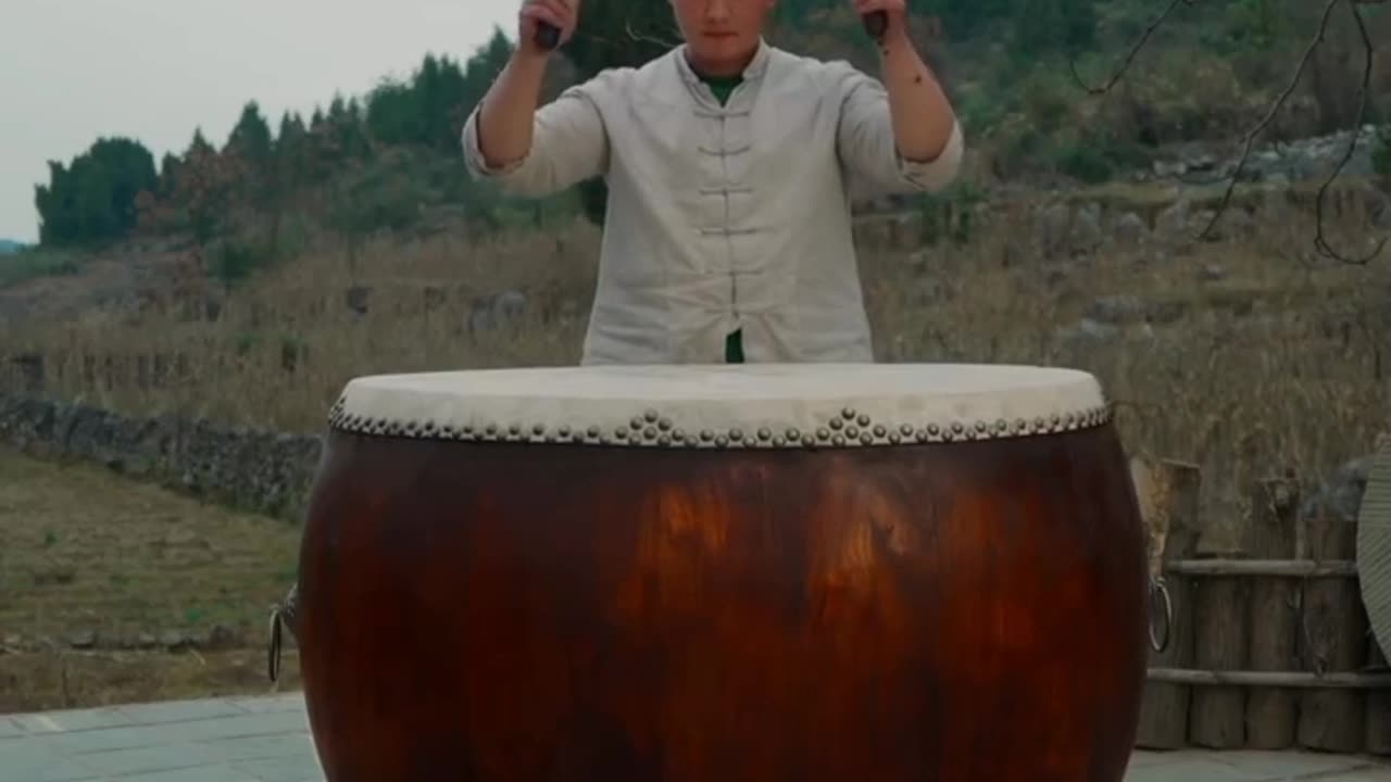 A drum is made entirely from a skin