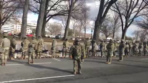 National Guard turns their backs to biden