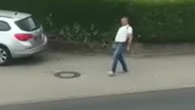 funny drunk man in street