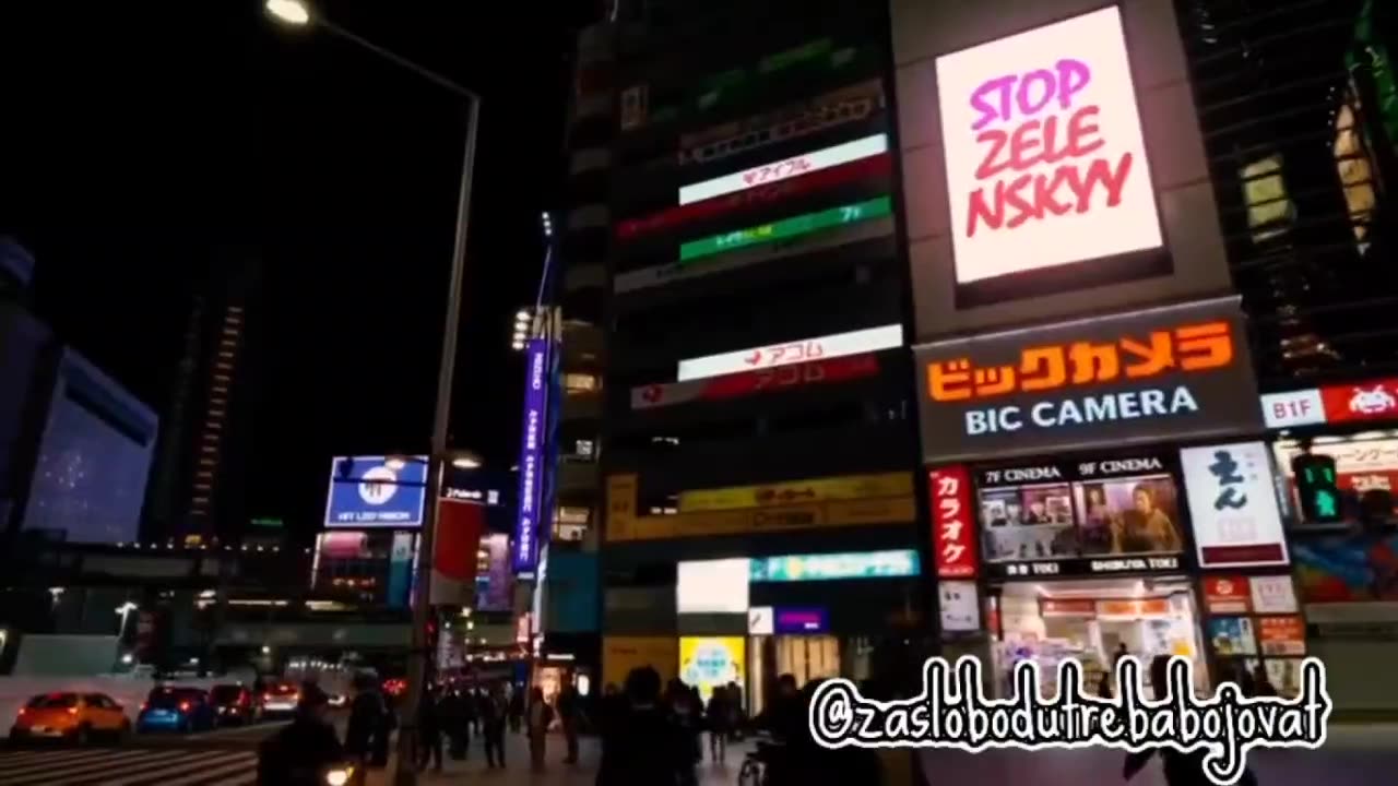 Zastavte Zelenského - bilboard v Tokiu