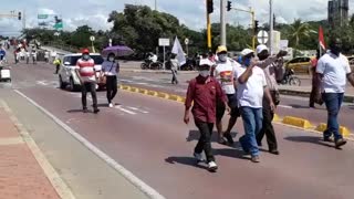 Marcha llega al Centro Histórico