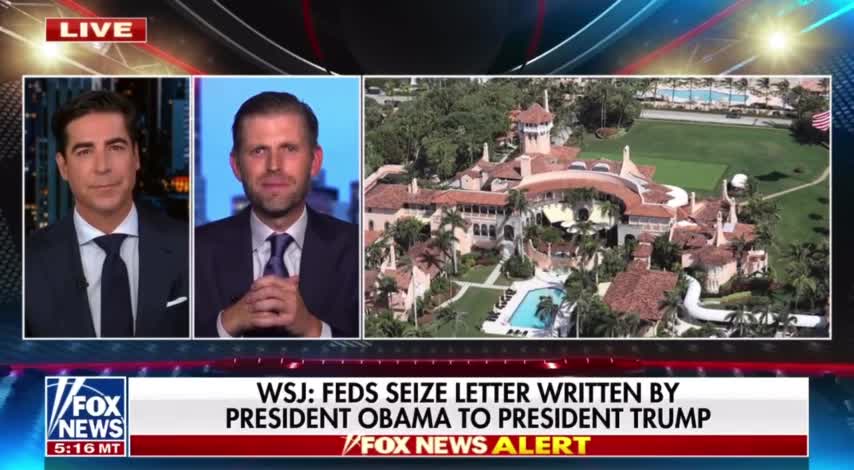 Eric Trump Appears on Watters World to Discuss FBI Raid on Mar-a-Lago