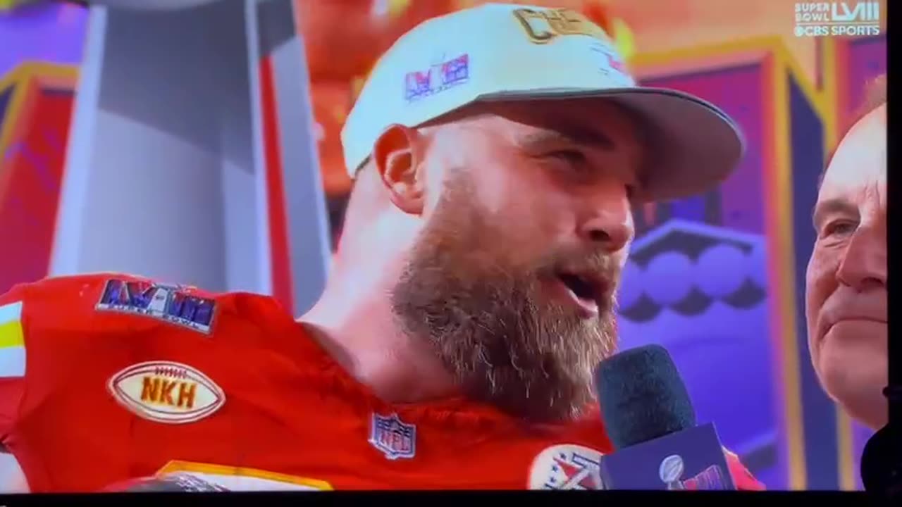 Awkward. KC's Travis Kelce Sings Cringeworthy Song on Stage Following Super Bowl Victory