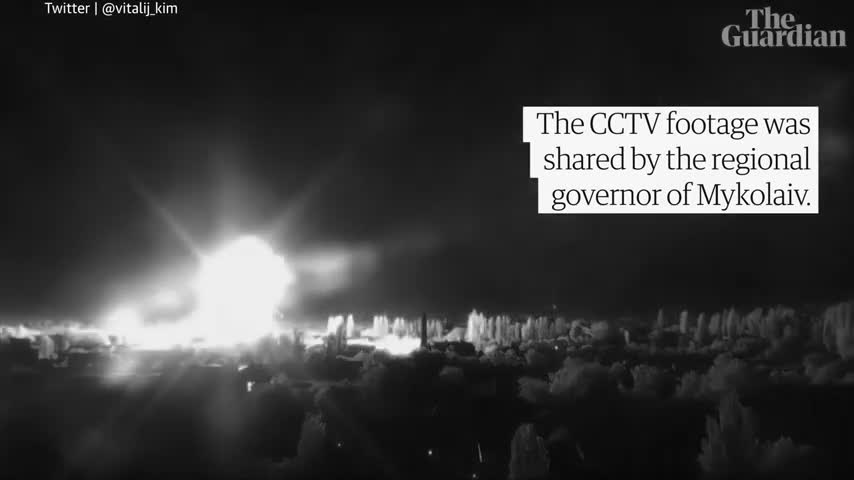 CCTV footage appears to show moment Russian missiles hits Mykolaiv, Ukraine