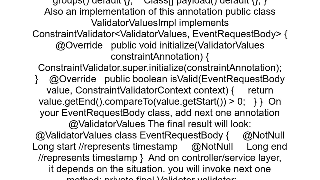 Simplest way to validate depending properties of RequestBody with a custom validator