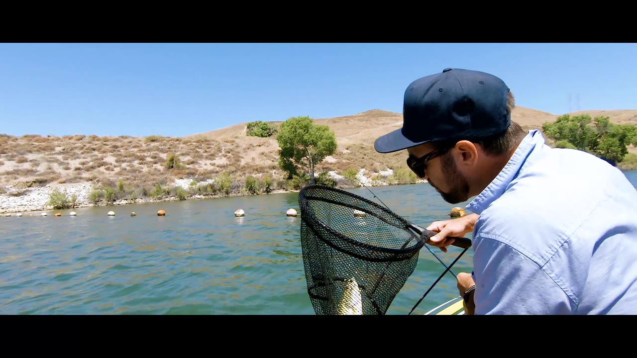 Bass Fishing on Castaic Lagoon Using an Intext Inflatable with Trolling motor