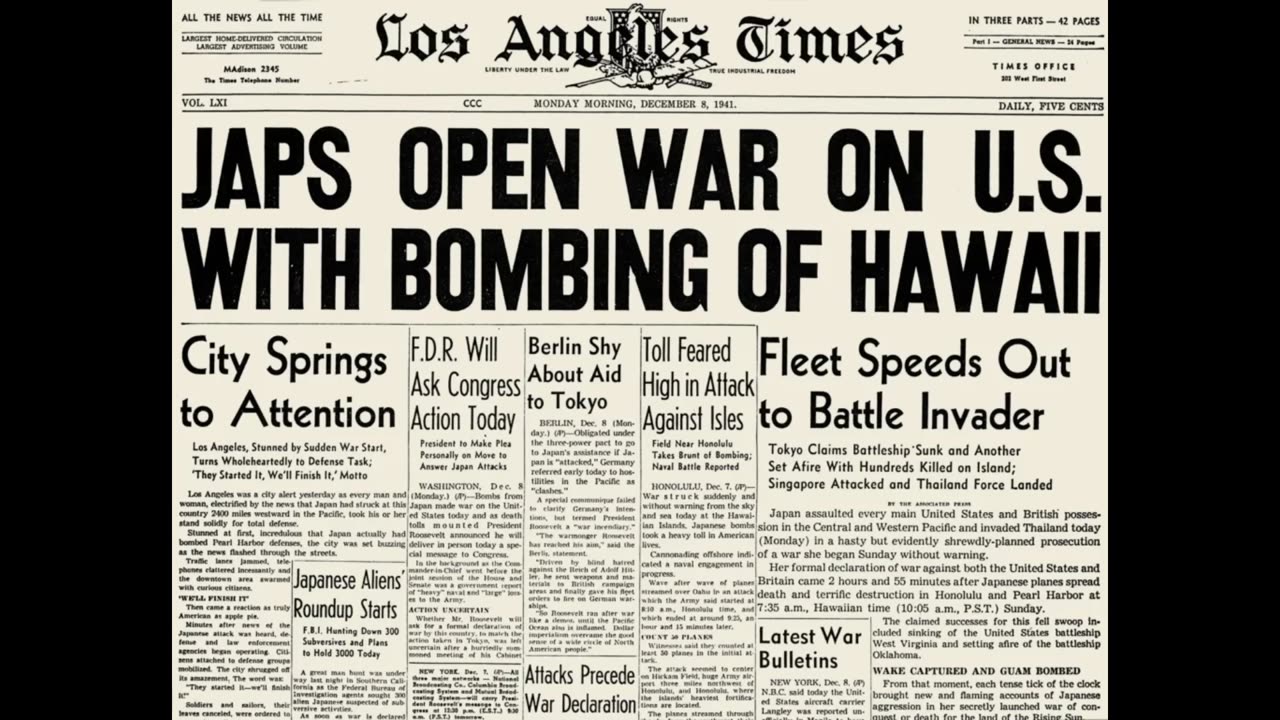 Pearl Harbor Attacked, Dec. 8, 1941-Pt.1