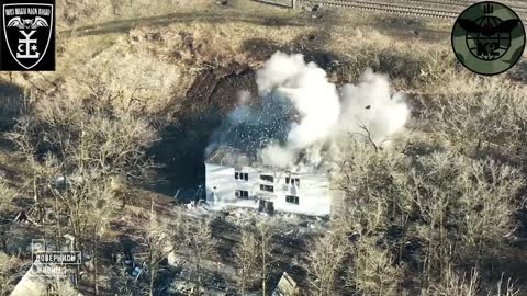 Ukraine War - Ukrainian Forces Shelling Building Used By Russian Soldiers - Donetsk Region.