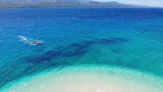 Drones shoot the green sea