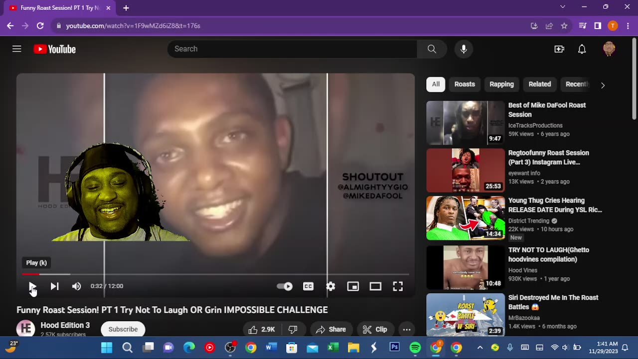 Tmoney'$ reaction to the funniest roast sessions on the internet