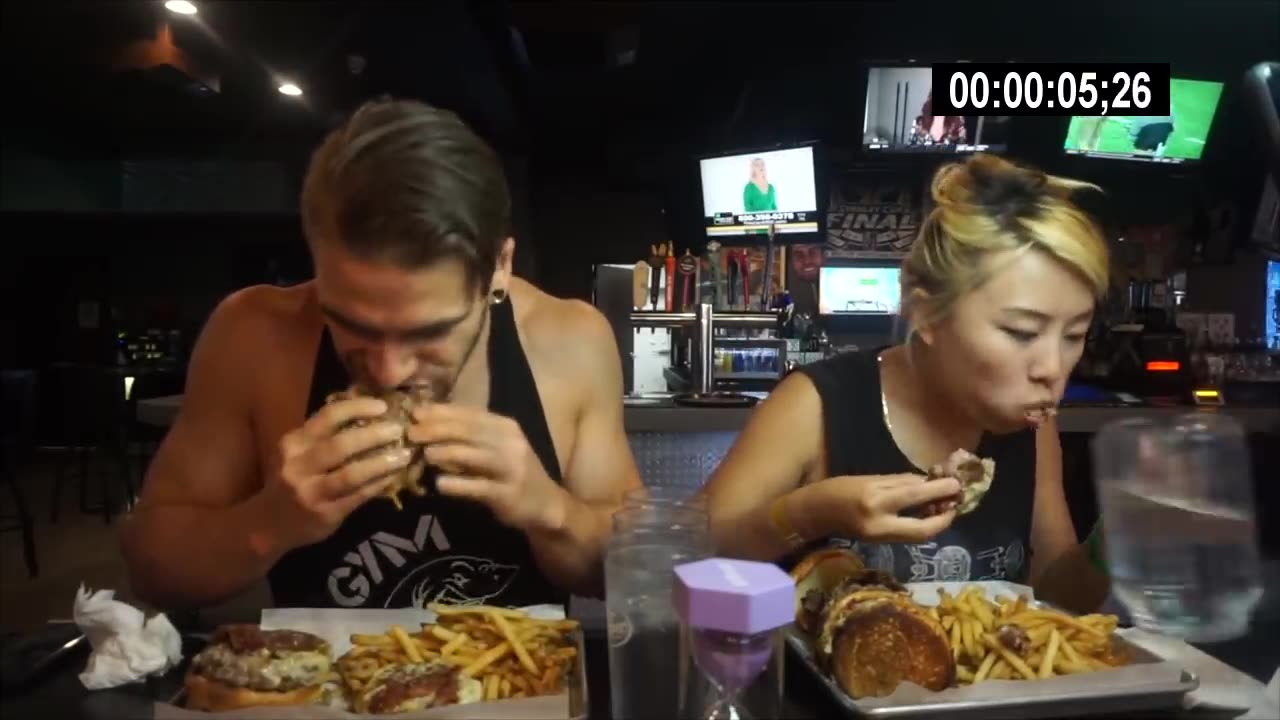 BIG Freakin' Burger Challenge! Ghost Pepper Cheese! With Raina Huang | Las Vegas | Man Vs Food