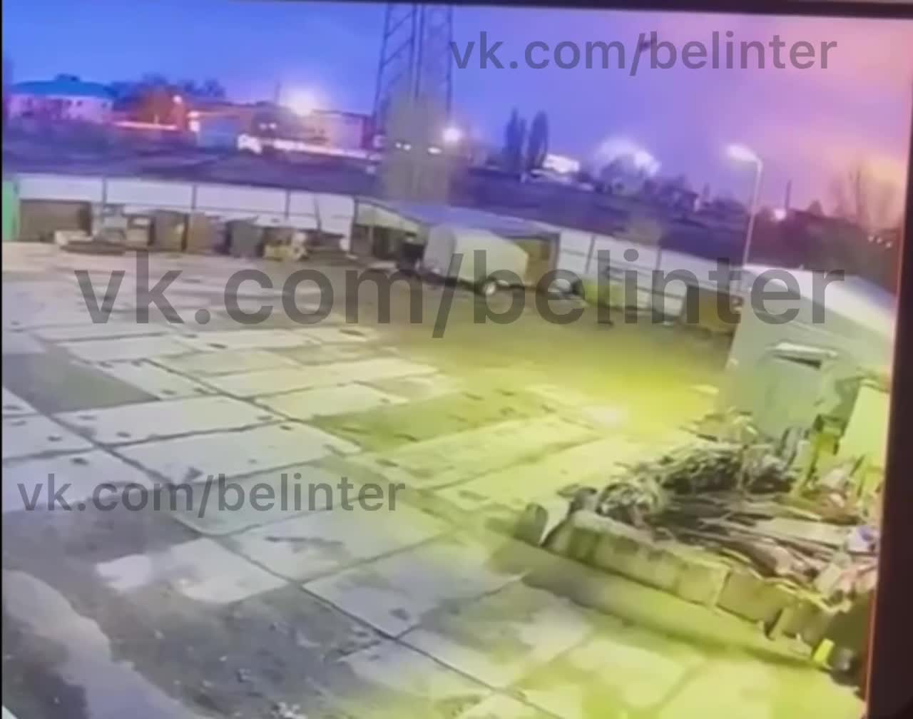 Footage of air strikes at an oil depot in Belgorod